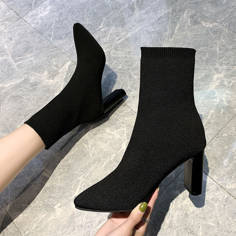 Bottes Chaussettes à Talons Hauts – Élégance & Confort à Talons Épais