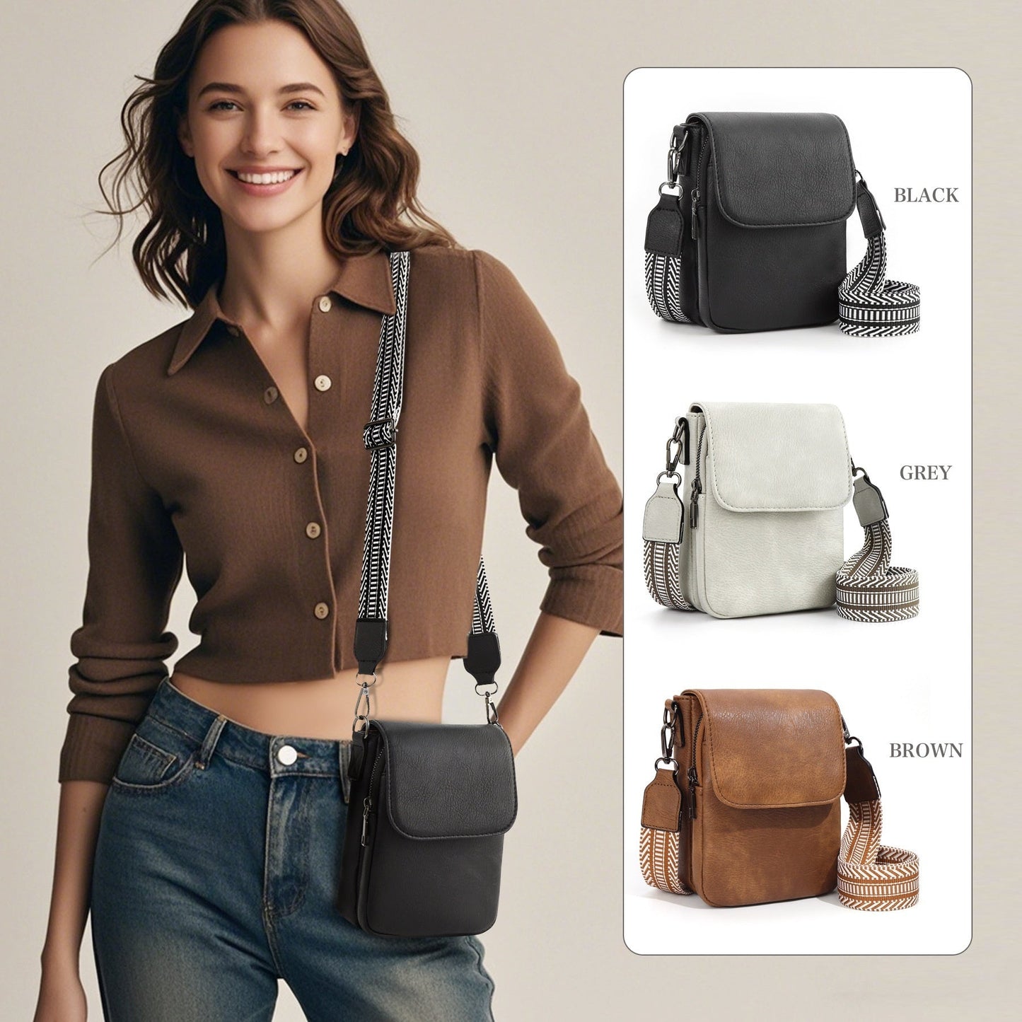 Mini Sac Bandoulière Portatif à Sangle Réglable