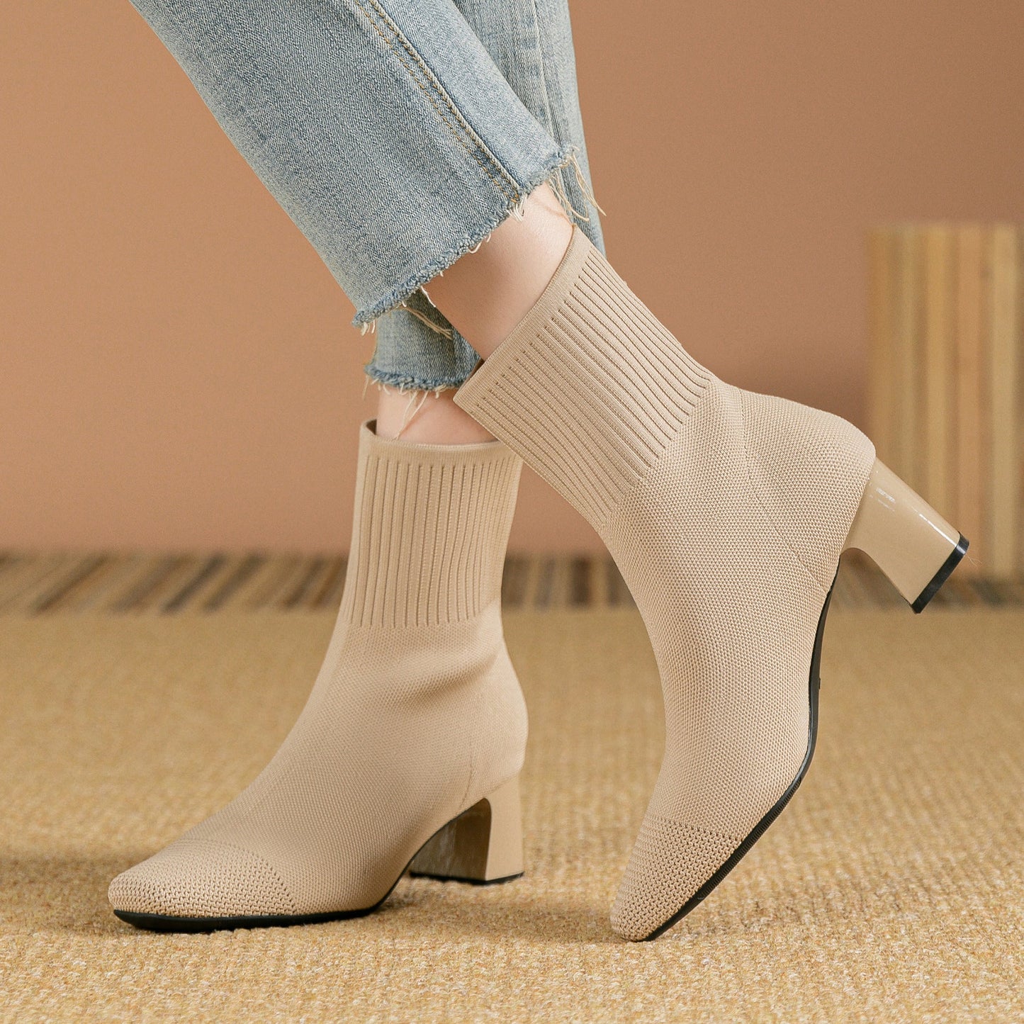 Bottes élastiques à talon