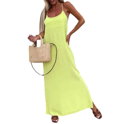 Robe Longue à Bretelles Amples – Style Décontracté d’Été