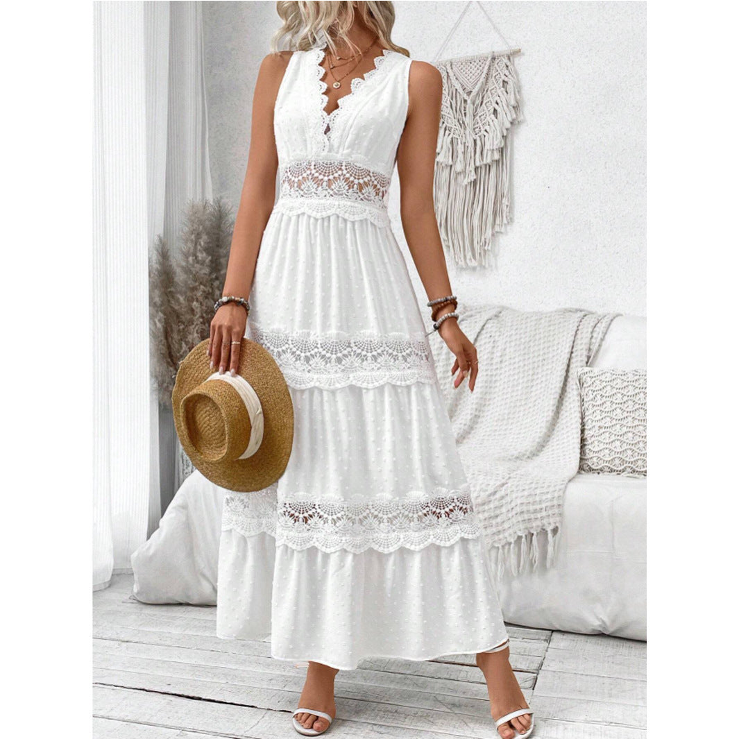 Robe en Dentelle Délicate à Col en V