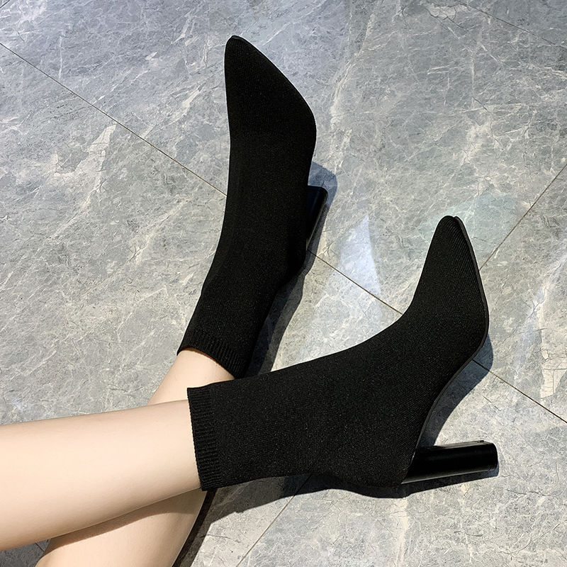 Bottes Chaussettes à Talons Hauts – Élégance & Confort à Talons Épais