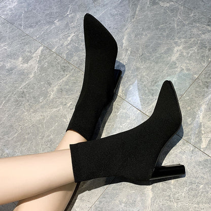 Bottes Chaussettes à Talons Hauts – Élégance & Confort à Talons Épais