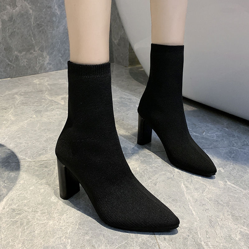 Bottes Chaussettes à Talons Hauts – Élégance & Confort à Talons Épais
