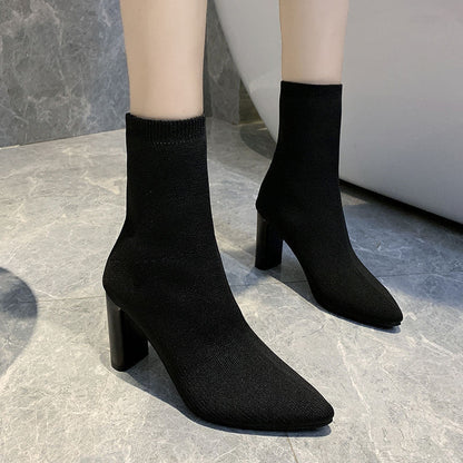 Bottes Chaussettes à Talons Hauts – Élégance & Confort à Talons Épais