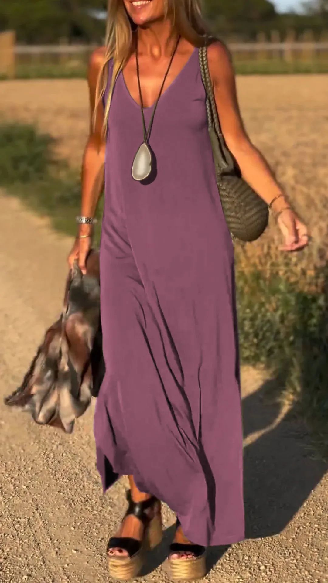 Robe Tendance Sexy à Bretelles et Décolleté en V