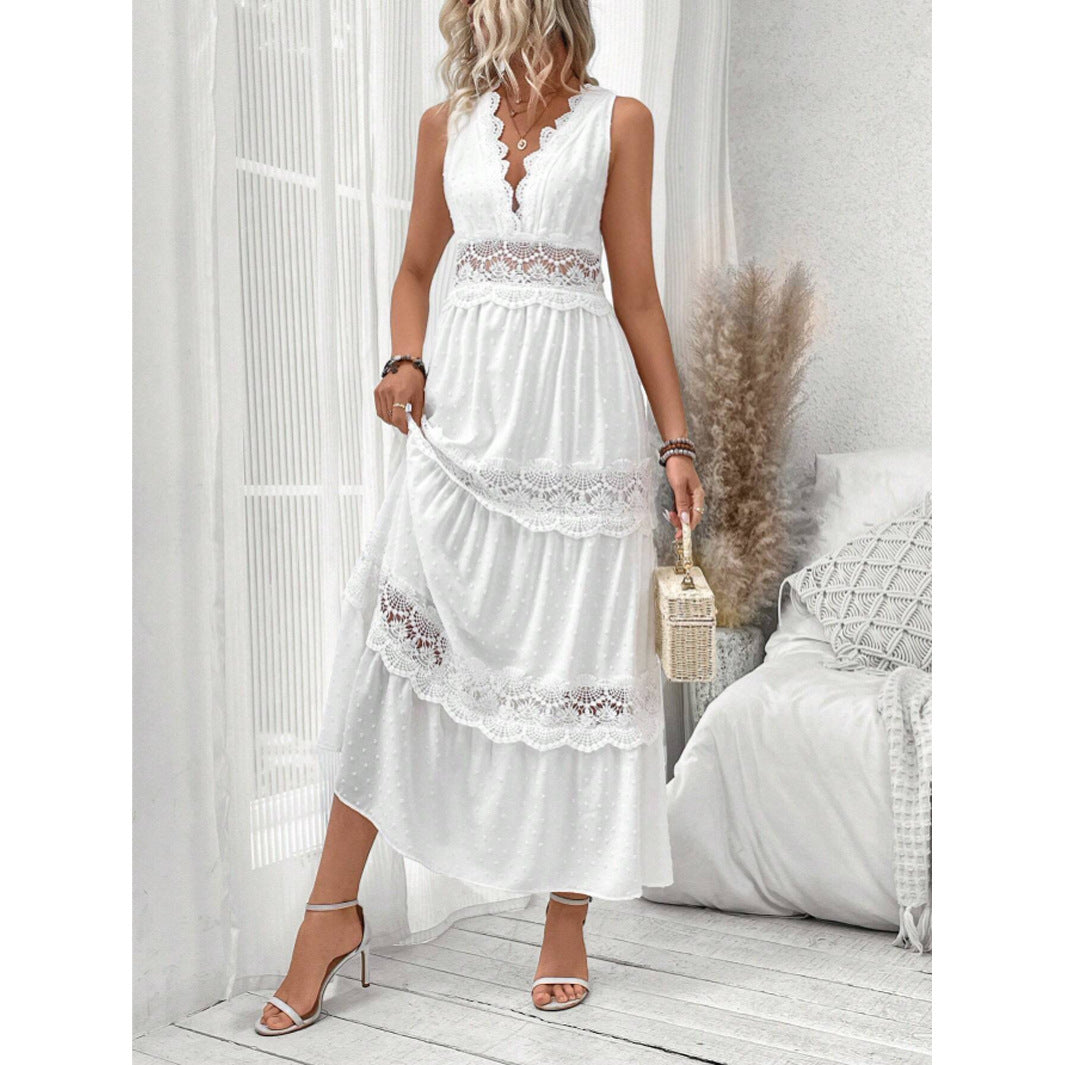 Robe en Dentelle Délicate à Col en V