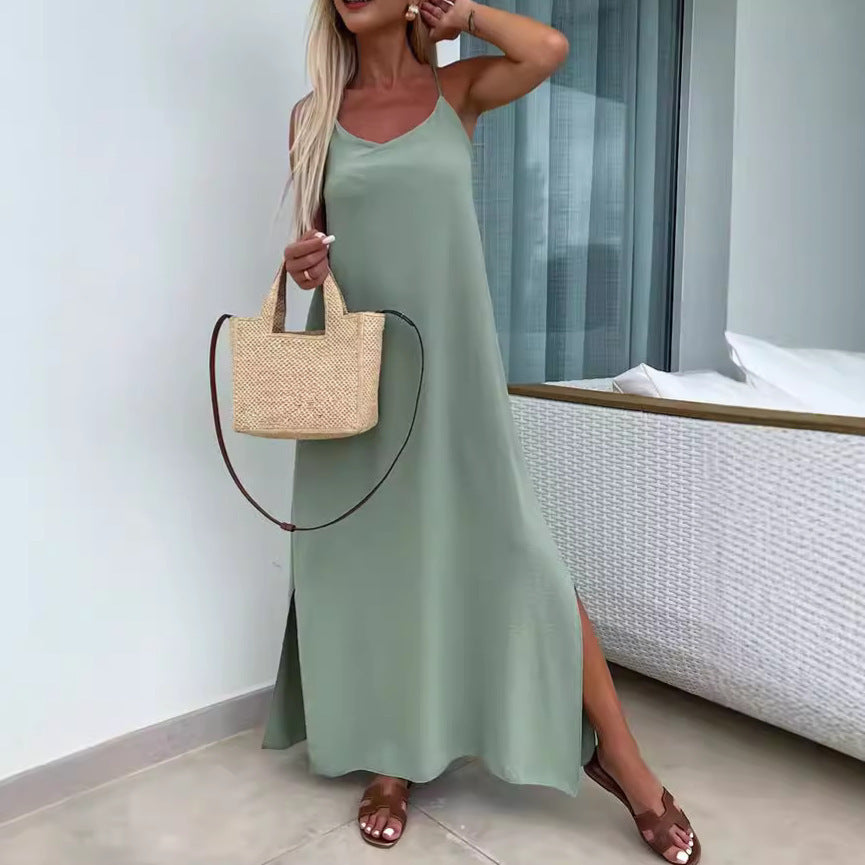 Robe Longue à Bretelles Amples – Style Décontracté d’Été