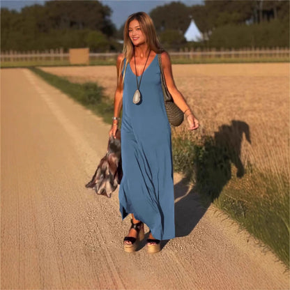 Robe Tendance Sexy à Bretelles et Décolleté en V