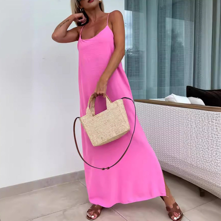 Robe Longue à Bretelles Amples – Style Décontracté d’Été