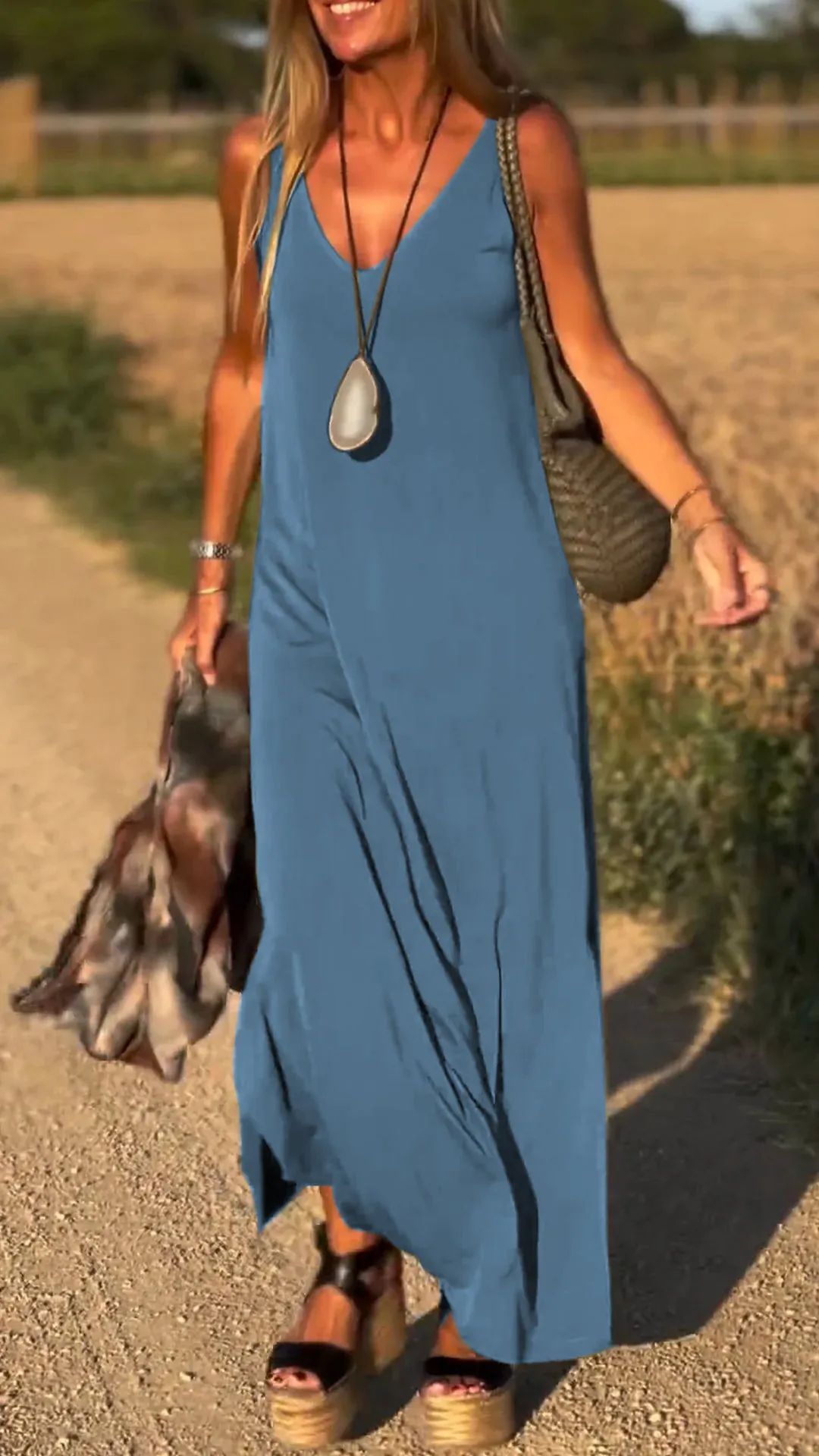 Robe Tendance Sexy à Bretelles et Décolleté en V