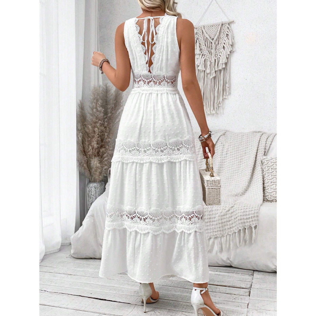 Robe en Dentelle Délicate à Col en V