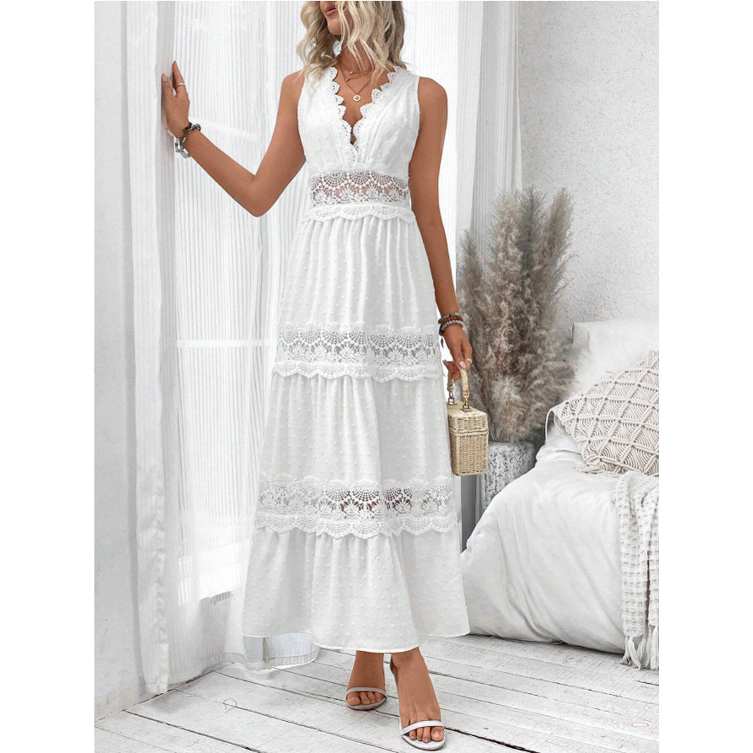 Robe en Dentelle Délicate à Col en V