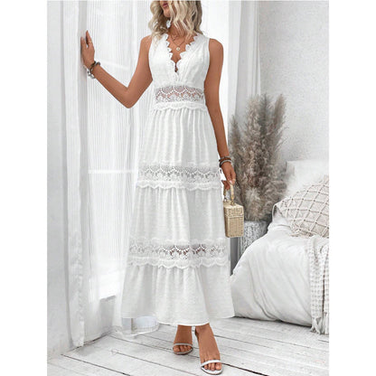 Robe en Dentelle Délicate à Col en V