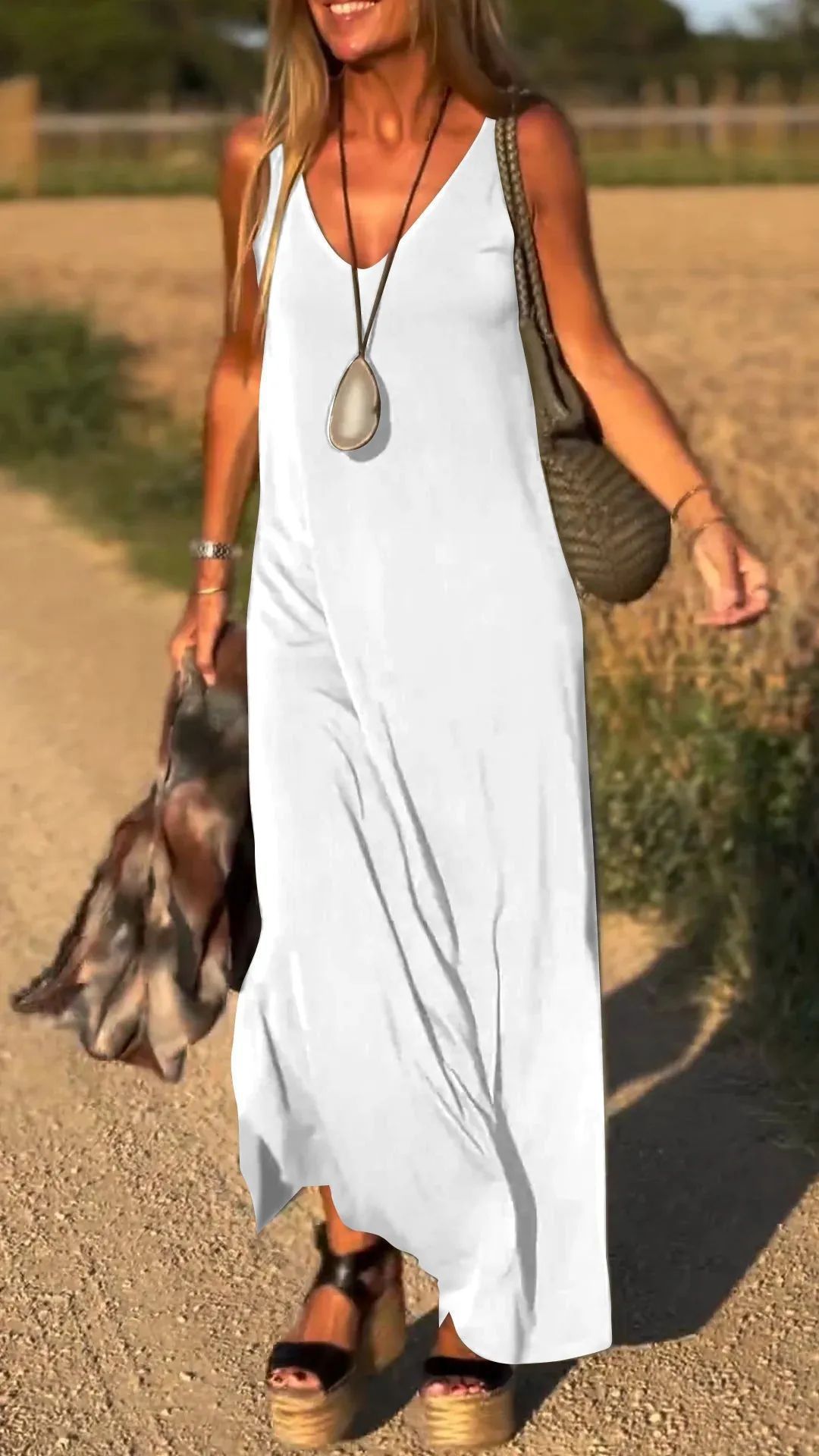 Robe Tendance Sexy à Bretelles et Décolleté en V