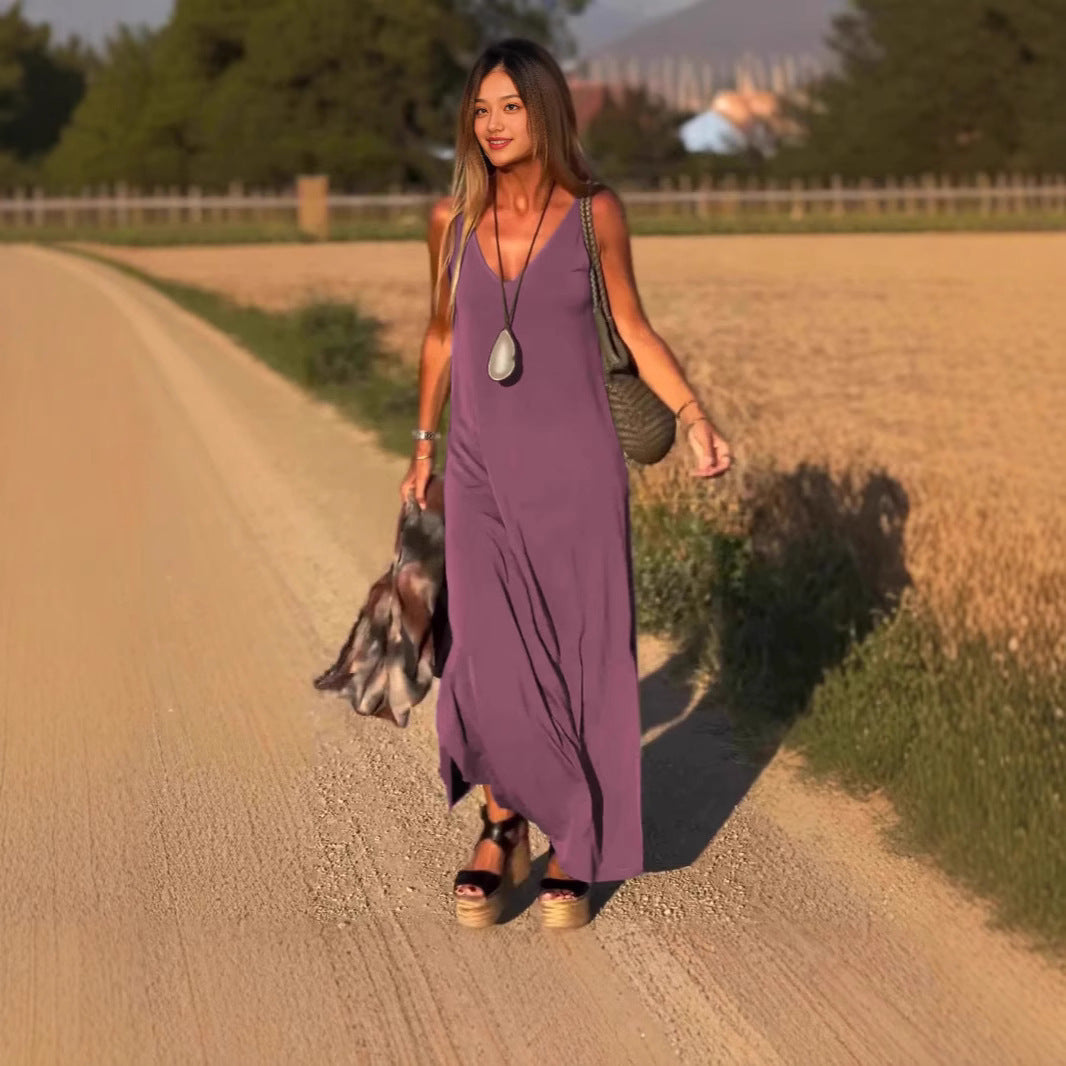 Robe Tendance Sexy à Bretelles et Décolleté en V