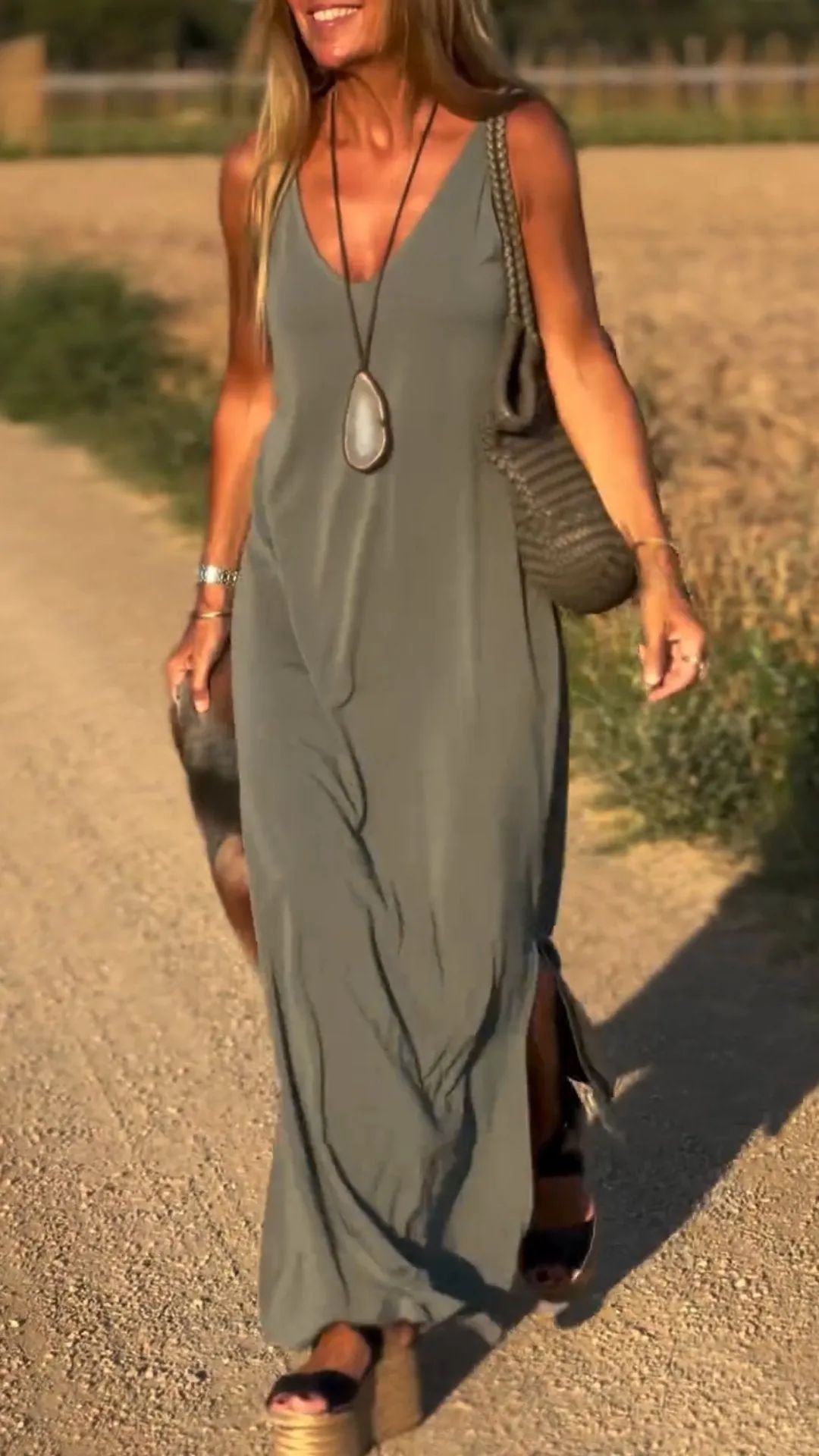 Robe Tendance Sexy à Bretelles et Décolleté en V