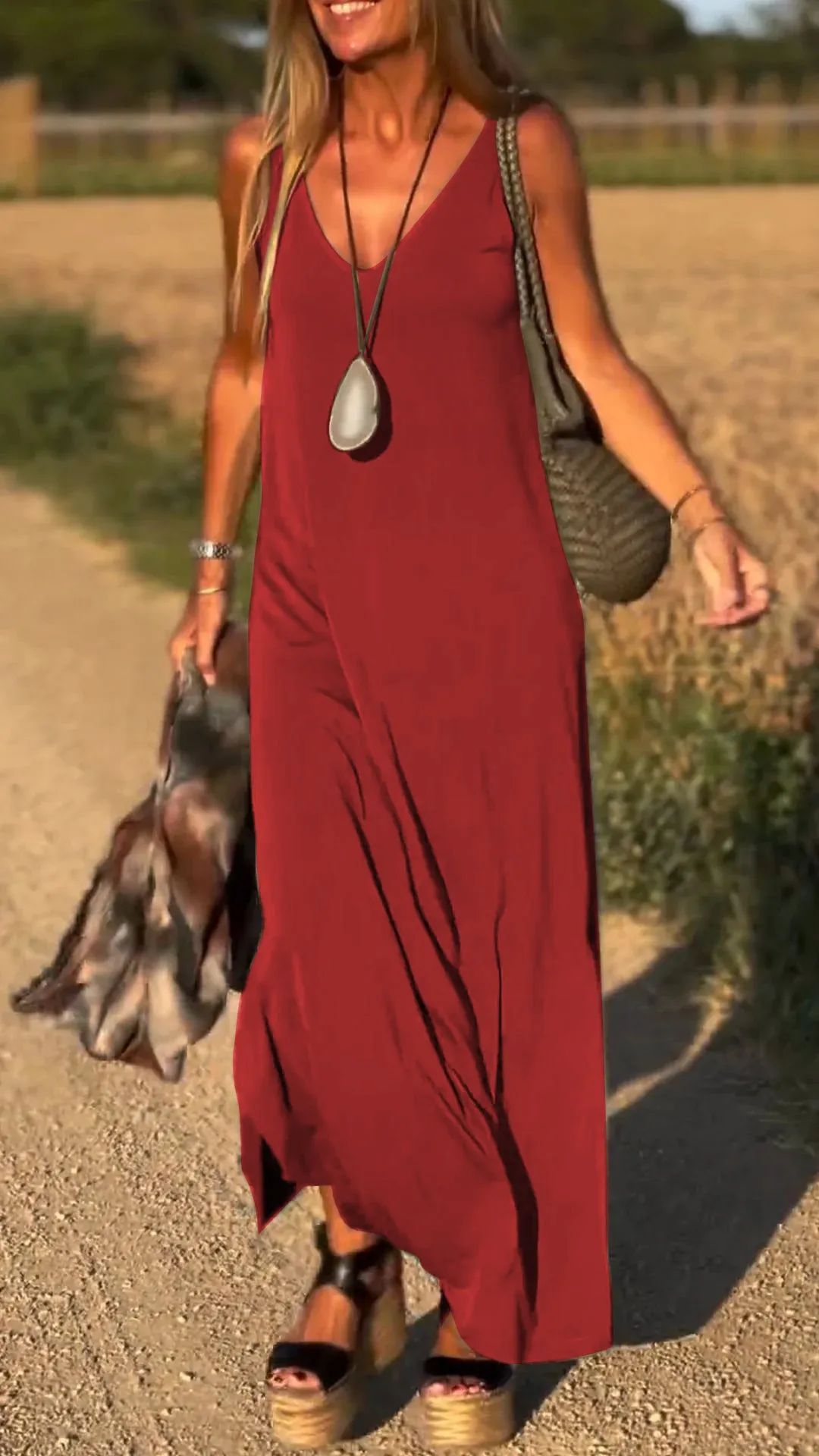 Robe Tendance Sexy à Bretelles et Décolleté en V
