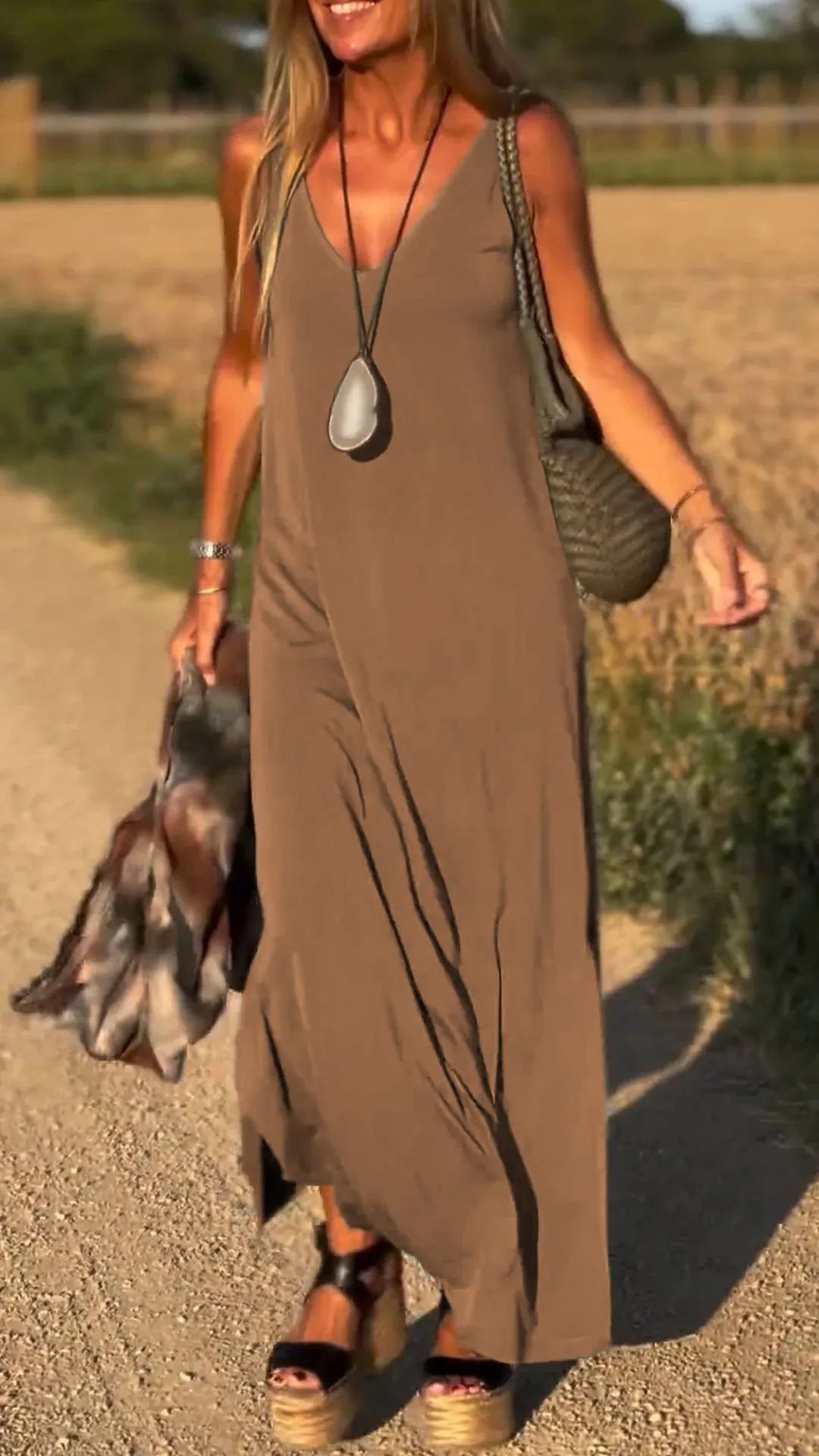 Robe Tendance Sexy à Bretelles et Décolleté en V