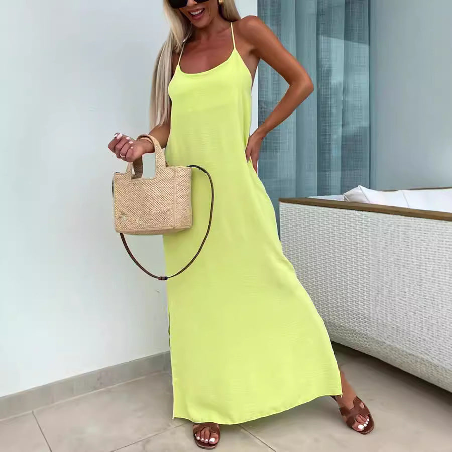 Robe Longue à Bretelles Amples – Style Décontracté d’Été